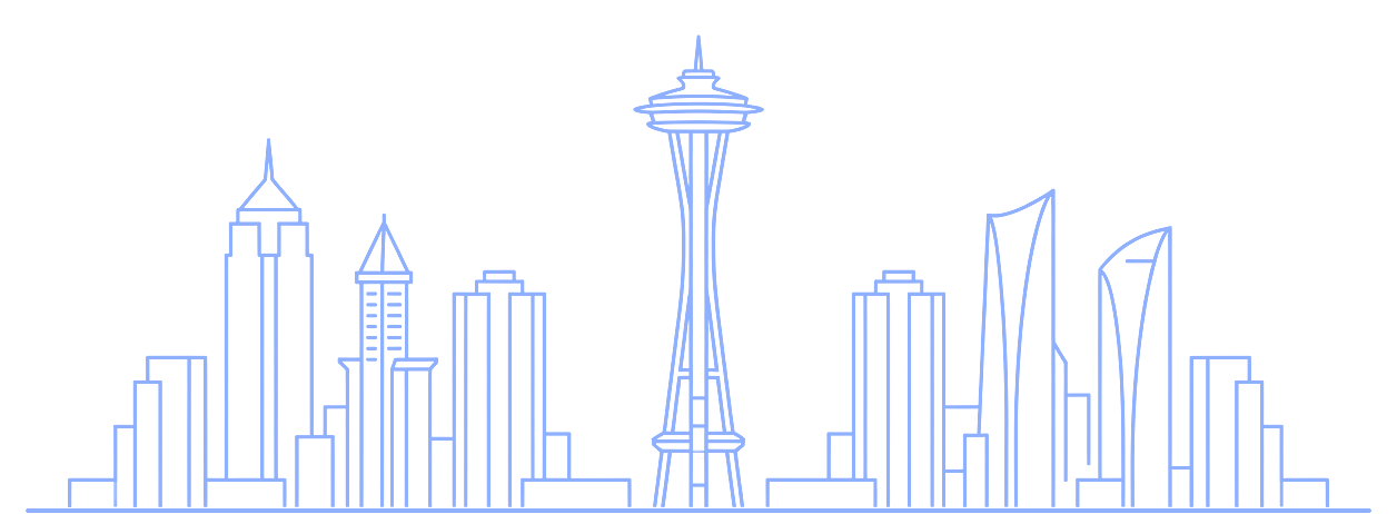 Line-art Seattle skyline