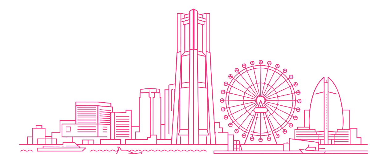 Line-art Yokohama skyline